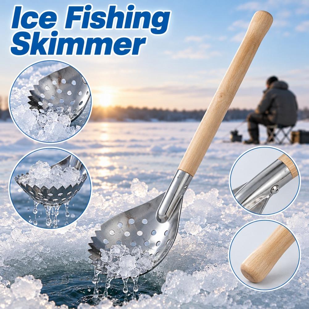 Fishing Equipment Cheap - アイスフィッシング用スキューマー、スラッシュスクープ、ステンレス製、ギザギザの刃、アイスチッパー、木製ハンドル、冬の釣り用具、アクセサリー