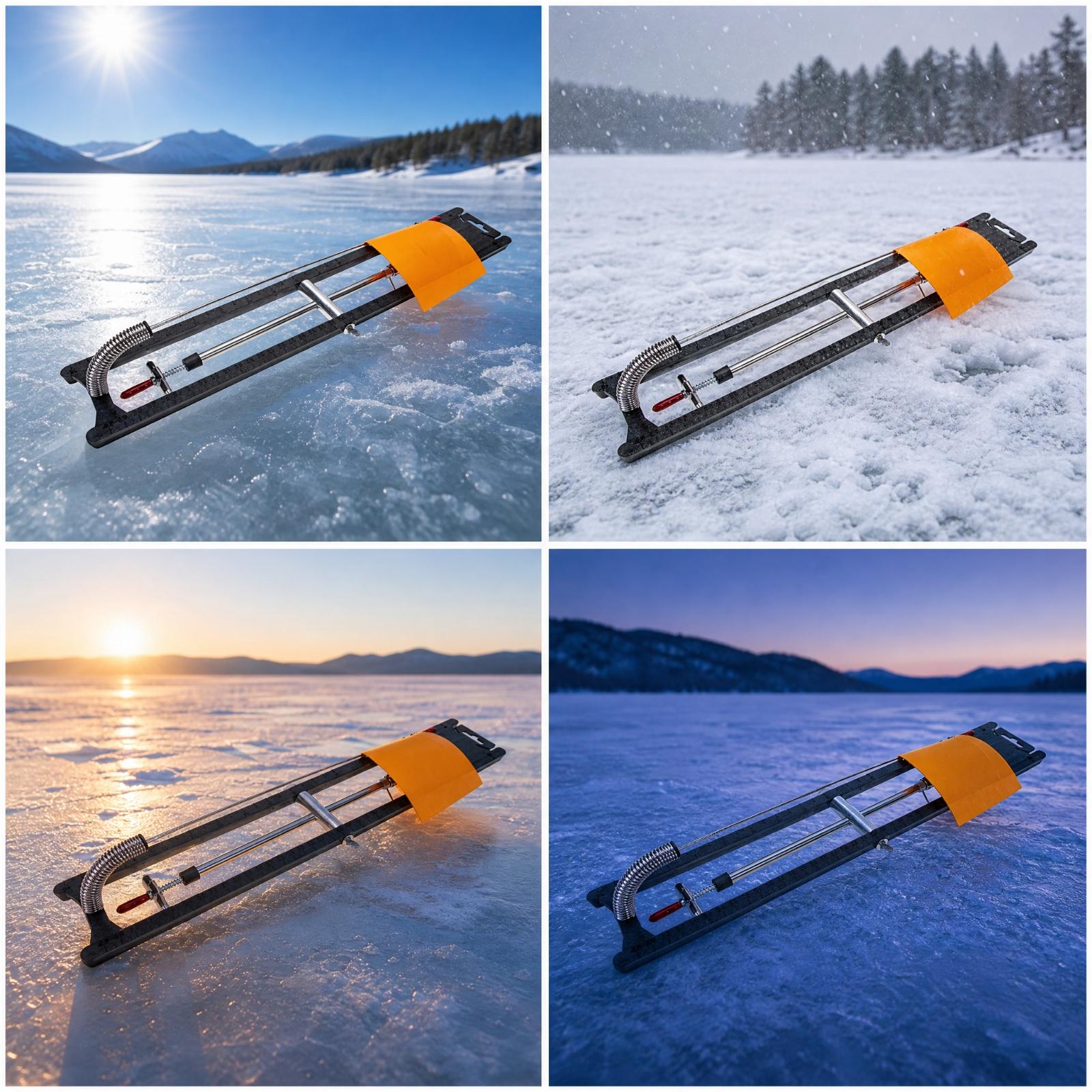 屋外の冬の湖での使用に適した、アンカー付きの黒色のエンジニア - Ice Fishing Tip Up のレビューと価格