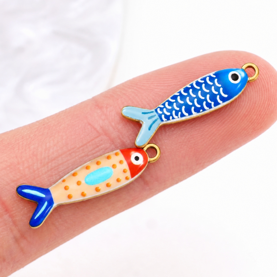 3個入りステンレス製魚型エナメルチャーム、ゴールドペンダント - Fishing Equipment Cheap のレビューと価格